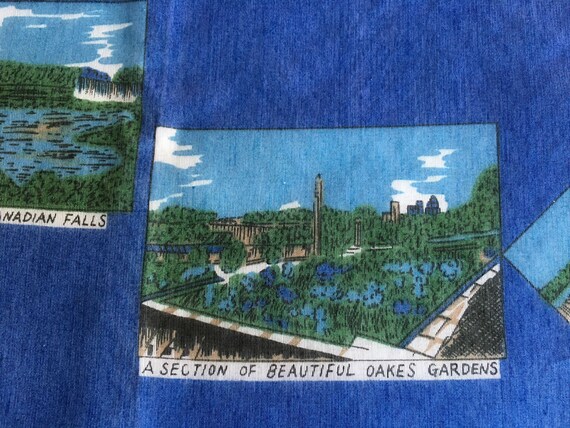 60s Niagara Falls Print Blue Square Scarf Men's H… - image 8