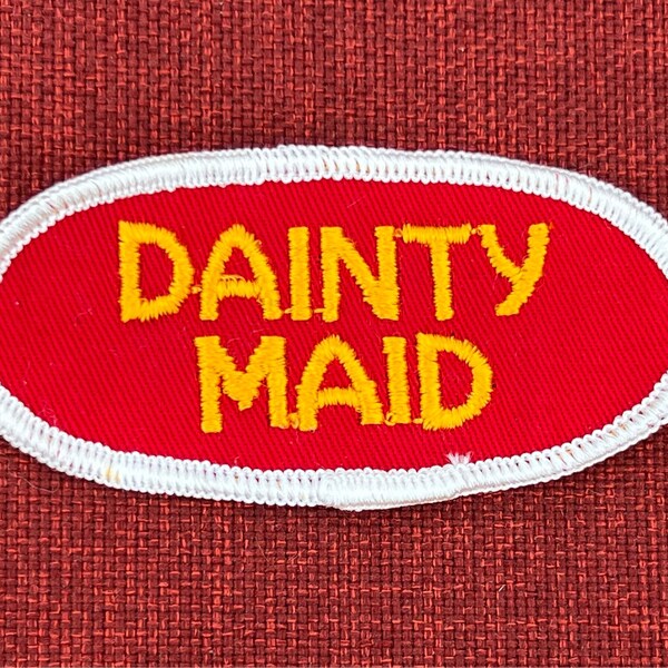 Vintage Red Oval Dainty Maid Advertising Sew On Embroidered Patch / Cool Patches For Denim Jackets Backpacks