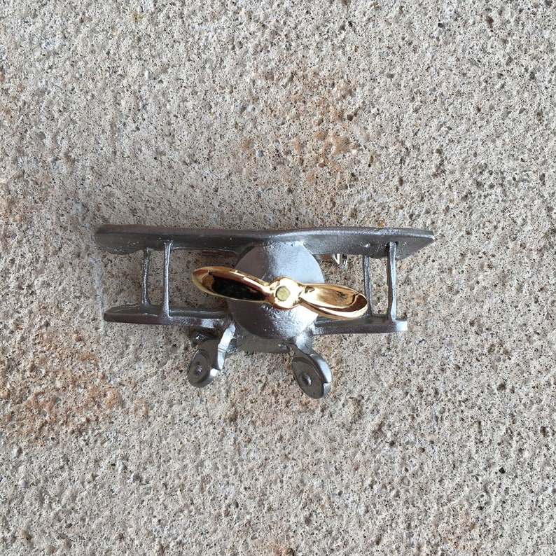 Ultra Craft Biplane Brooch with Rotating Propeller Plane Airplane Brooch Plane Pin Plane Brooch Metal Brooch