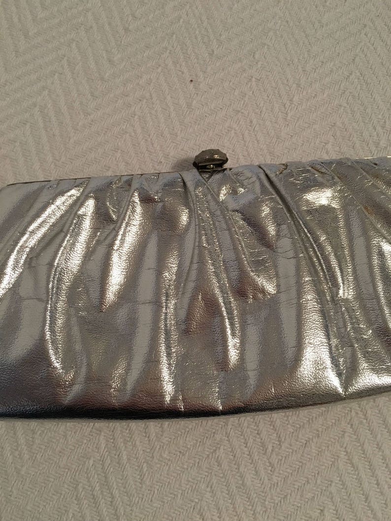 Vintage Silver Evening Bag Silver Clutch Purse Silver Evening Clutch Silver Evening Bag Silver Clutch Bag 60s Clutch Bag 1960s Purse image 5