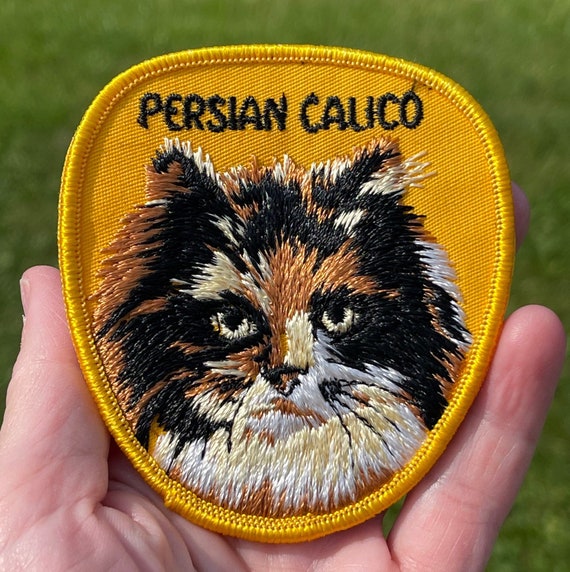 Vintage Persian Calico Cat Embroidered Sew On Patc