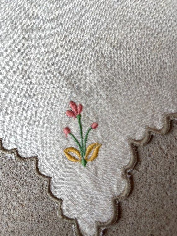 Embroidered Linen Handkerchief Set of 2 Mother of… - image 4