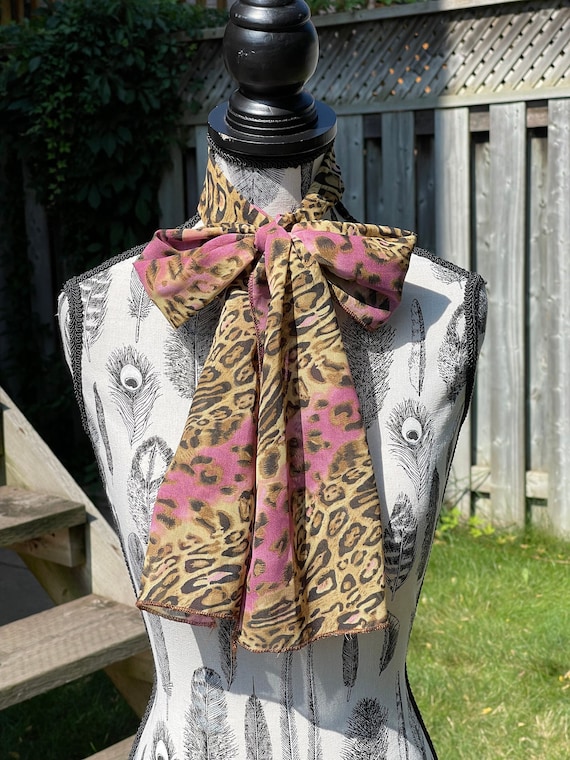 Vintage Animal Cat Print Hair Scarf Women / Vinta… - image 1