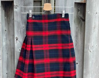 Navy red top plaid uniform skirt
