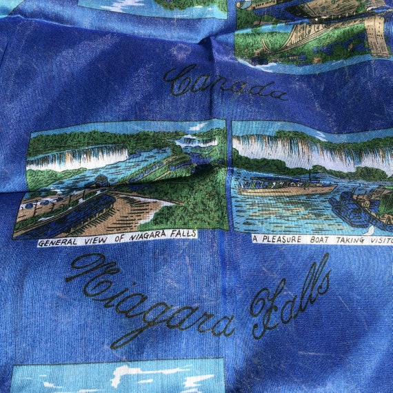 60s Niagara Falls Print Blue Square Scarf Men's H… - image 7