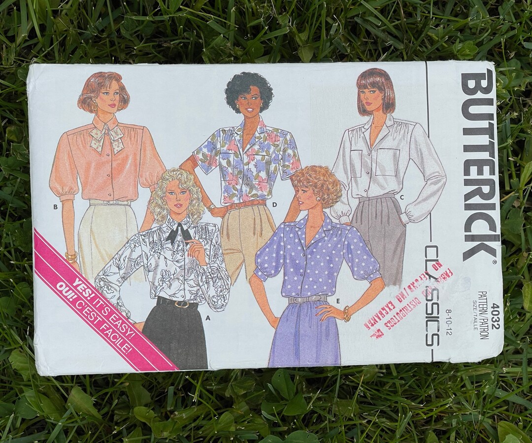 Vintage 1986 Butterick Misses Loose Fitting Blouse Sewing Pattern Uncut ...