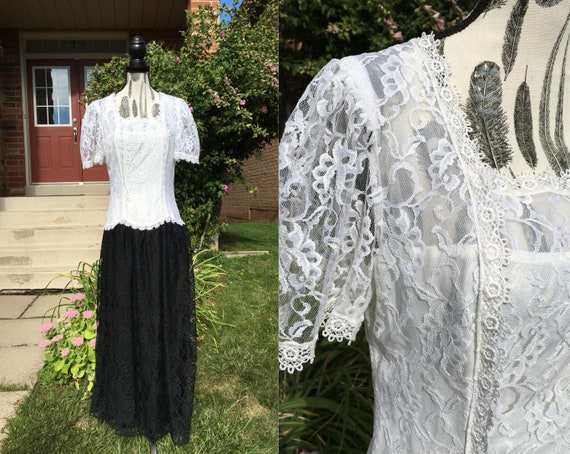 Vintage 90s Lace Maxi Dress / Elegant Long Dress … - image 1