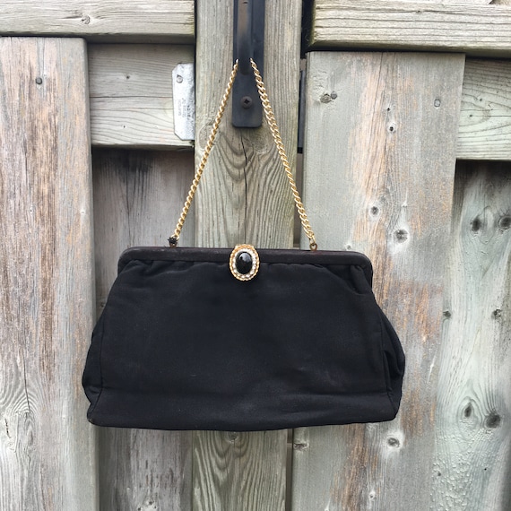 Beautiful Vintage 1960s Black Satin Evening Convertible Clutch Bag Handbag  Purse | eBay