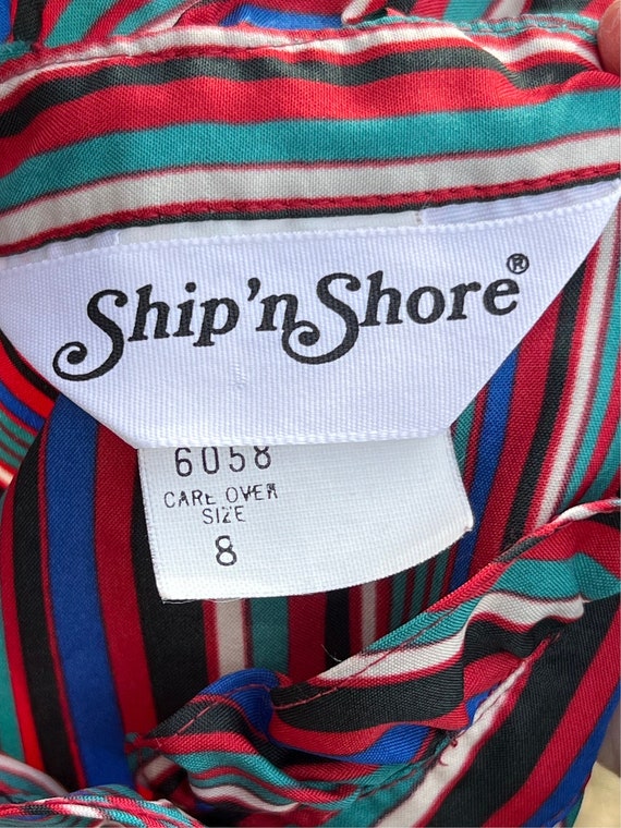 Vintage 80s Ship n Shore High Neck Ruffle Collar … - image 8