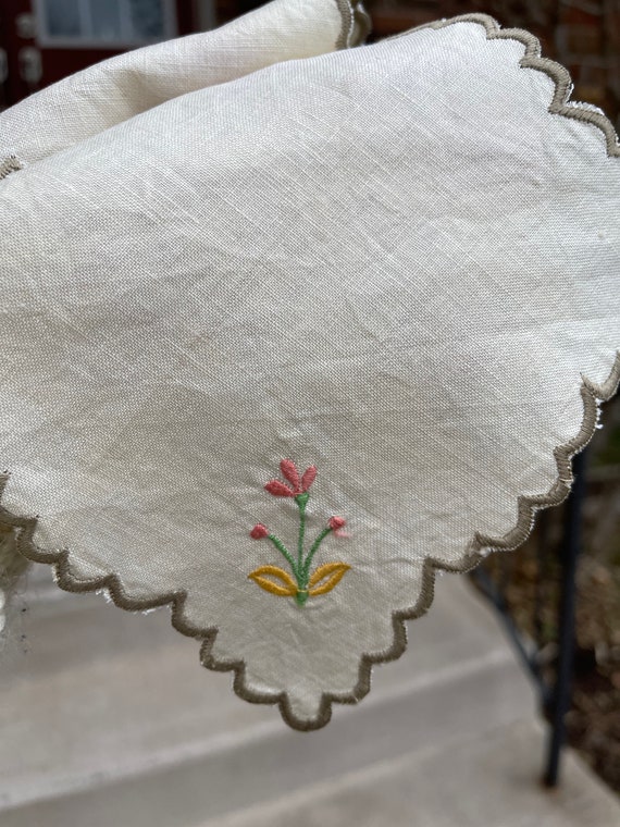 Embroidered Linen Handkerchief Set of 2 Mother of… - image 2