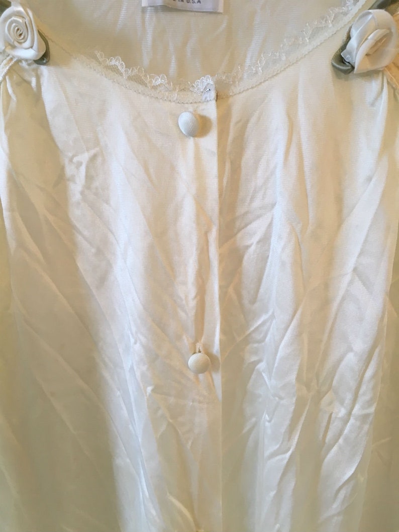 Vintage Lorraine Babydoll Nightie Nylon Babydoll Night Robe Peignoir Robe Beautiful Sheer with Rose Detail at Shoulders Size Medium