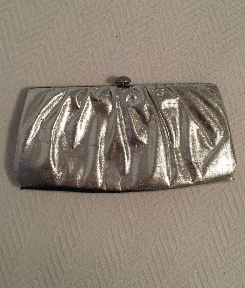 Vintage Silver Evening Bag Silver Clutch Purse Silver Evening Clutch Silver Evening Bag Silver Clutch Bag 60s Clutch Bag 1960s Purse image 4