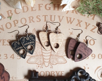 Planchette Earrings // Occult Spirit Board Jewellery // Witchy Gothic Earrings