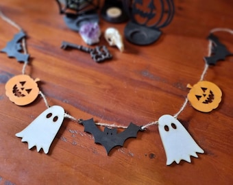 Halloween Garland || Spooky Bunting Banner Ghost Bat Pumpkin