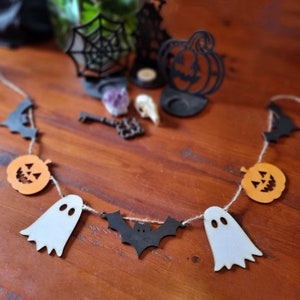 Halloween Garland || Spooky Bunting Banner Ghost Bat Pumpkin