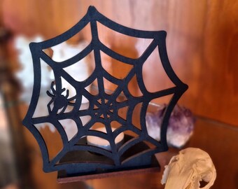 Spider Web Tea Light Holder // Shadow Candle Holder // Halloween Spooky Decor