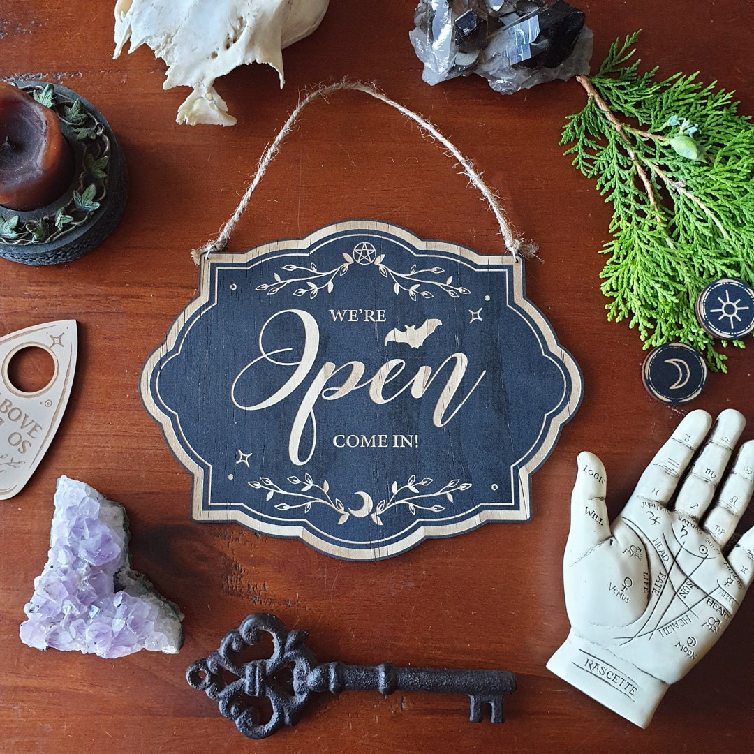 Magickal Open Closed Wood Sign // Welcome Business Sign // Witchy Decor ...