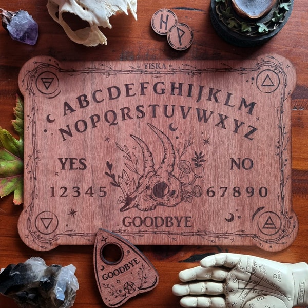 Forest Skull Spirit Board &Planchette Set // Alfa numerieke Talking Board // Laser Gegraveerd Antwoorden Board