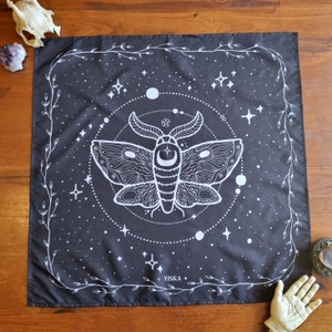 Celestial Moth Altar Cloth // Tarot Deck Cloth // Witch Wicca Pagan Cotton Cloth