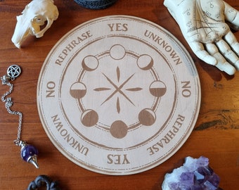 Moon Phase Pendulum Board // Laser Engraved Answers Board