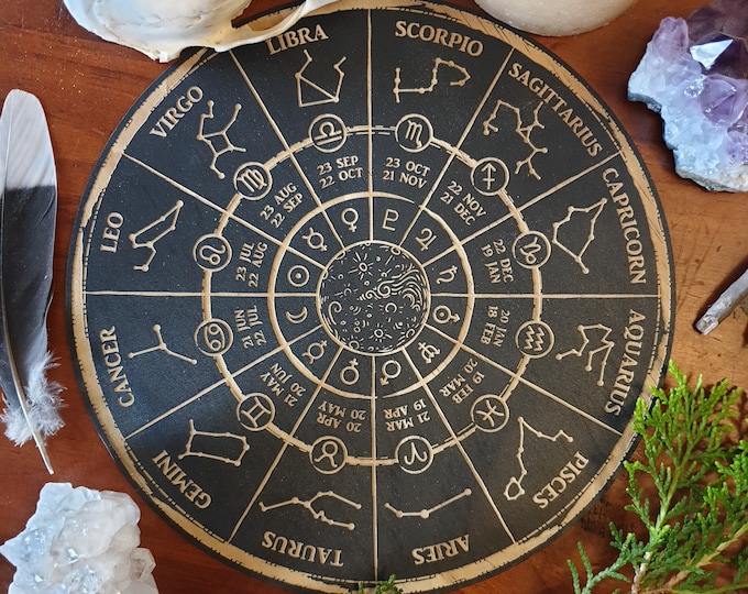 Zodiac Wheel Board // Astrology Guide // Magickal Decor - Etsy