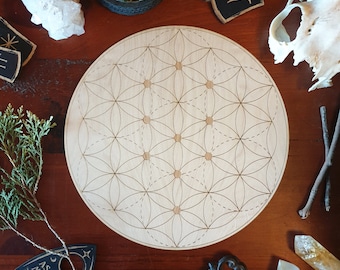 Grille de cristal de graine de vie de la Kabbale // Grille de géométrie sacrée gravée au laser