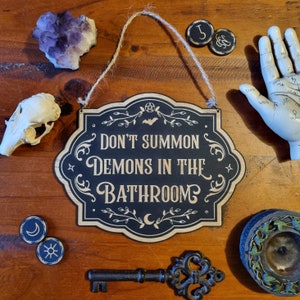 Don't Summon Demons Sign // Halloween Witchy Magickal Decor Sign