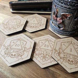 Dungeons and Dragons Coaster Set // d20 coasters