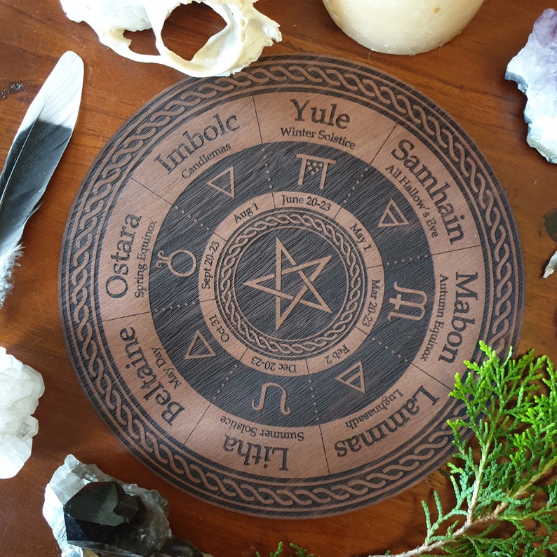 Pentagram Wheel of the Year // Pagan Witch Calendar Board // Etsy