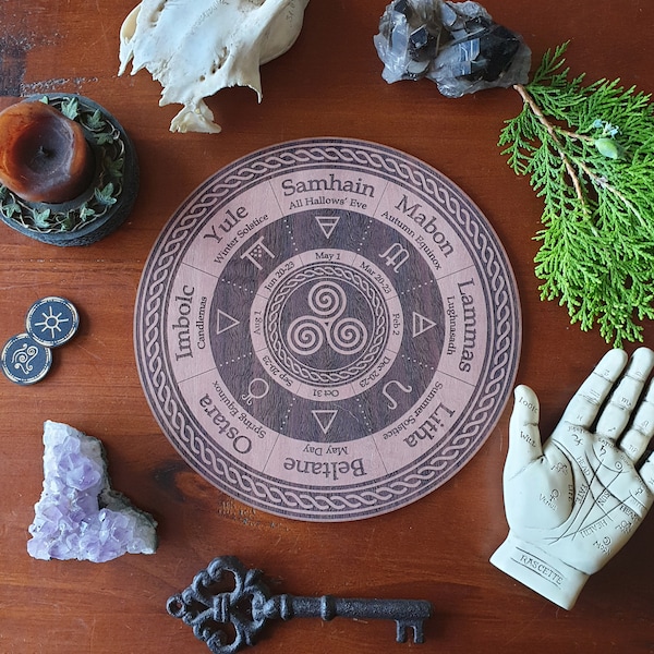 Triskele Wheel of the Year // Pagan Witch Calendar Board // Magickal Sabbat Board