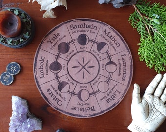 Moon Phase Wheel of the Year // Pagan Witch Calendar Board // Magickal Calendar