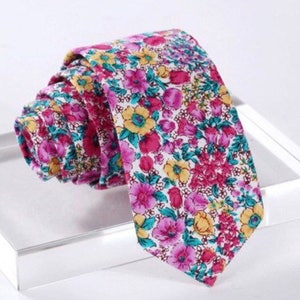 Pink Floral Tie Boyfriend Gift Men's Gift Anniversary Gift for Men Husband Gift Wedding Gift For Him Groomsmen Gift for Friend Gift Ideas image 3