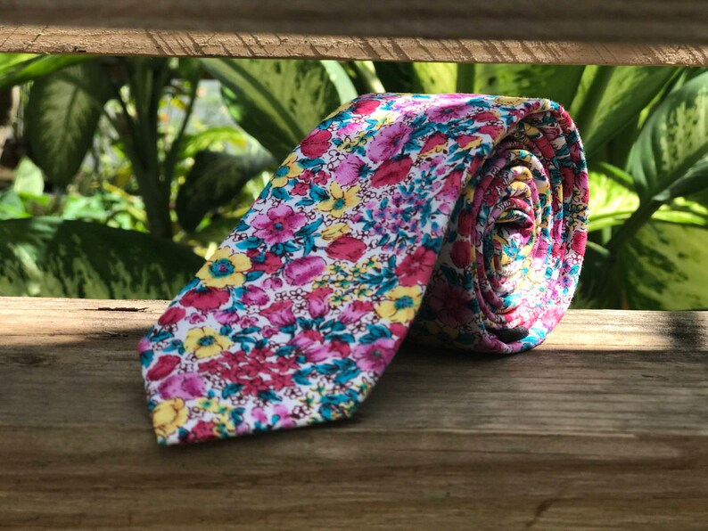 Pink Floral Tie Boyfriend Gift Men's Gift Anniversary Gift for Men Husband Gift Wedding Gift For Him Groomsmen Gift for Friend Gift Ideas image 2