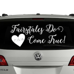 Los cuentos de hadas se hacen realidad calcomanía para automóviles ~ calcomanías para ventanas de bodas ~ calcomanías para autos de bodas ~ calcomanías para bodas personalizadas ~ detalles de bodas ~ calcomanías para automóviles Get Away