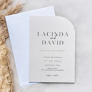 Half Arch Printed Wedding Invitation, Wedding Stationery, Minimalist. Details card. Rsvp Personalised, Printed & Ready for you to send. image 2