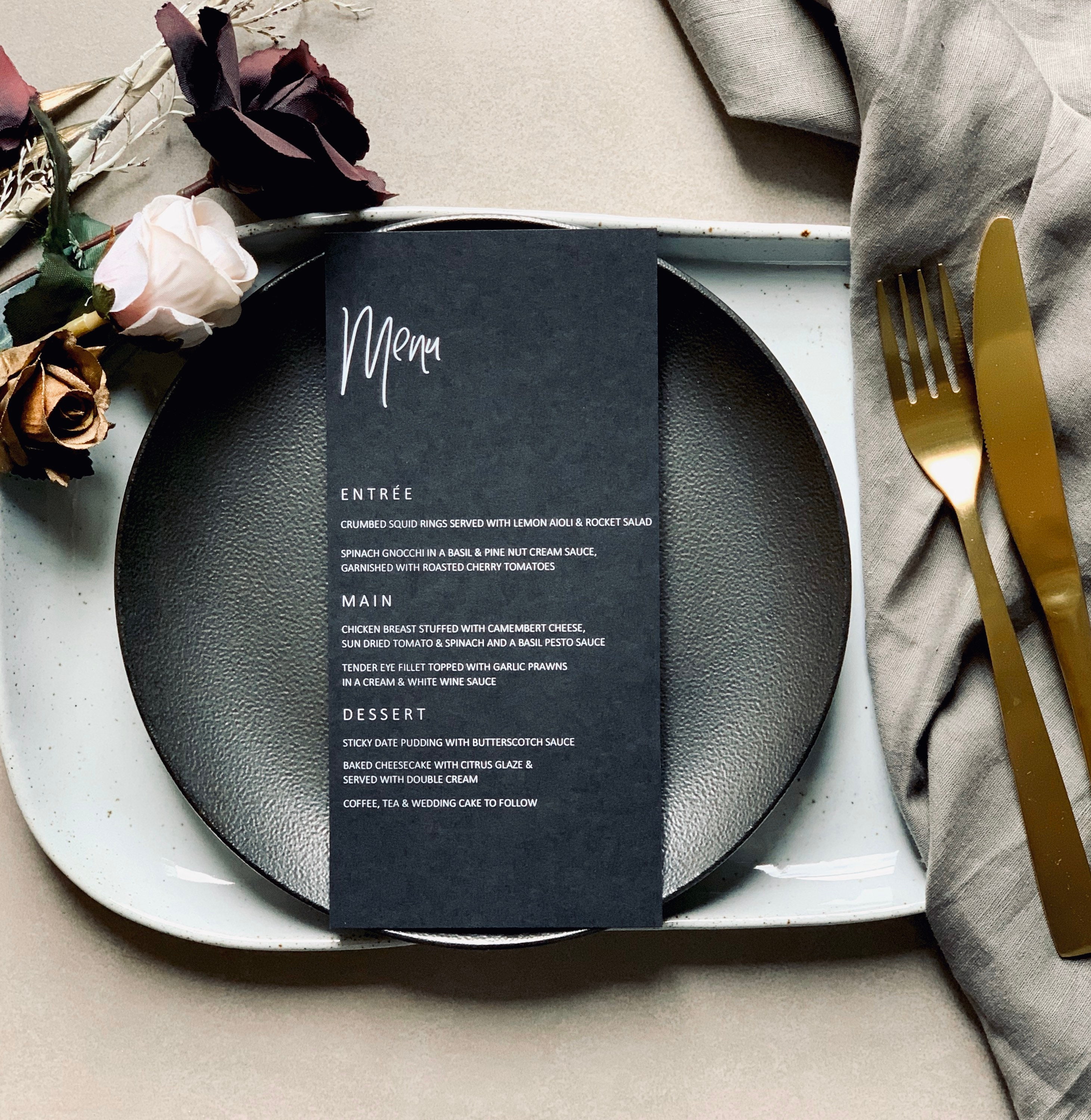 PRINTED // MENUS // Decoración de mesa personalizada Menú boda Etsy