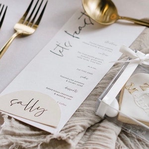 Printed Placecards, Half Circle. Guest Names, Day of Stationery, Weddings, Minimalist. Printed & Ready for you to use on the day.