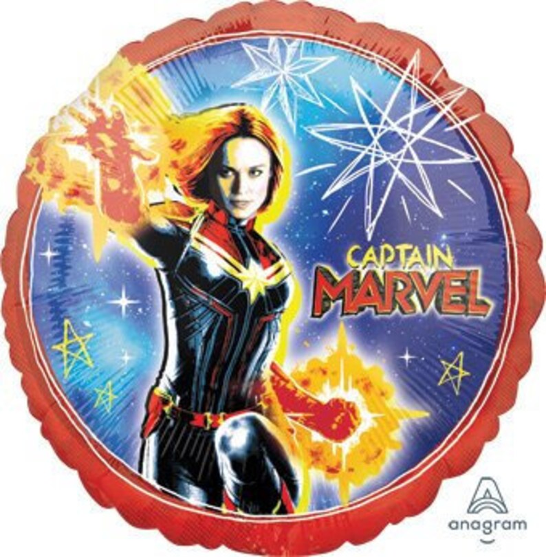 Captain Marvel Balloon 17 Foil Mylar Superhero Girls Etsy