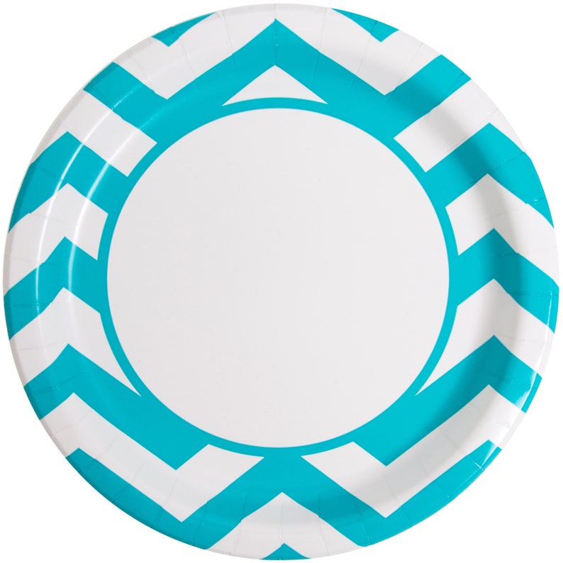 Birthday Graduation Shower Table Supplies 8ct Teal Chevron Dinner Plates