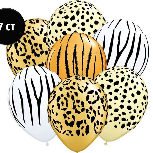 7ct SAFARI JUNGLE Animal Print 11" Latex Balloons Zoo Birthday Party Baby Shower Supplies Decoration Centerpiece Photo Prop