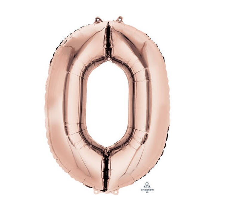 Rose Gold Number Zero Balloon 35/" Mylar Tenth 10th Birthday Party Decorations