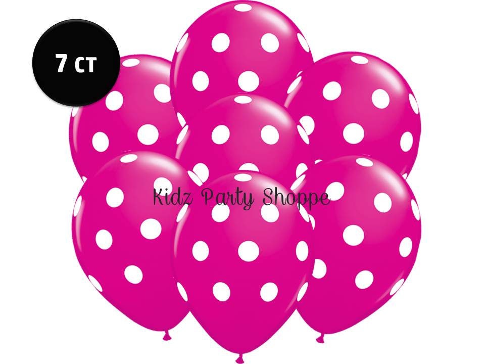 Wild Berry Pink & White Polka Dot Balloons 7ct 11 | Etsy