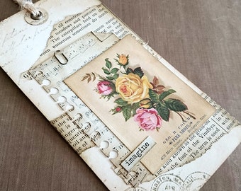 Mixed Media Vintage Flower Tag
