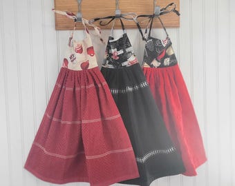 Coffee Hanging Kitchen Towel – 100% Cotton, Handmade with Ties