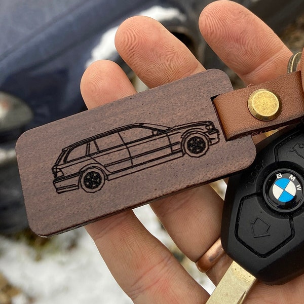 Personalisierte Automodell Schlüsselanhänger - Custom Holz Schlüsselanhänger mit Silhouette und Nummer Ihres Autos, perfektes Geschenk