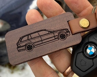 Personalized Car model Keychain - Custom Wood Key Chain with Your Car's Silhouette and Number, perfect gift