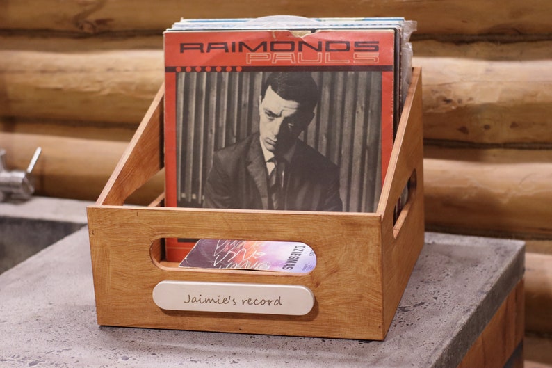 Rustic Vinyl Records Storage Crate - Customizable and Stylish ...