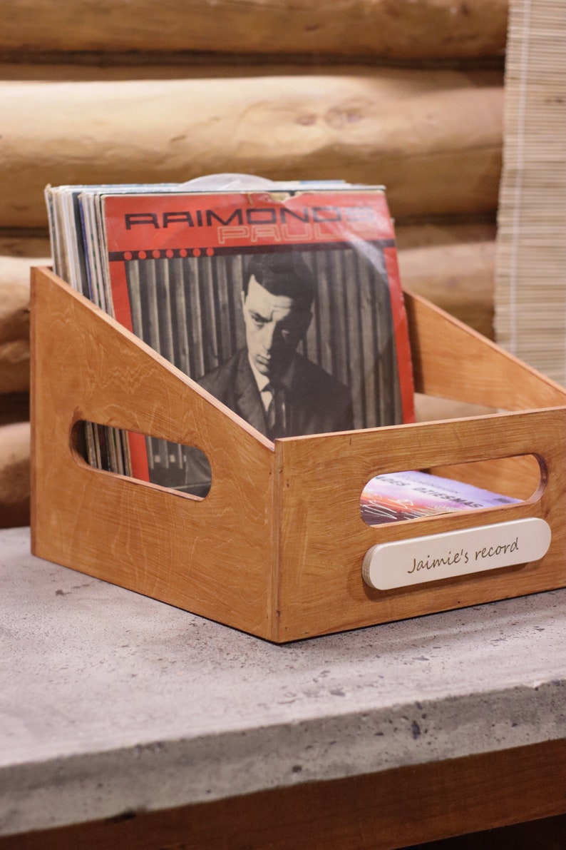 Rustic Vinyl Records Storage Crate - Customizable and Stylish ...