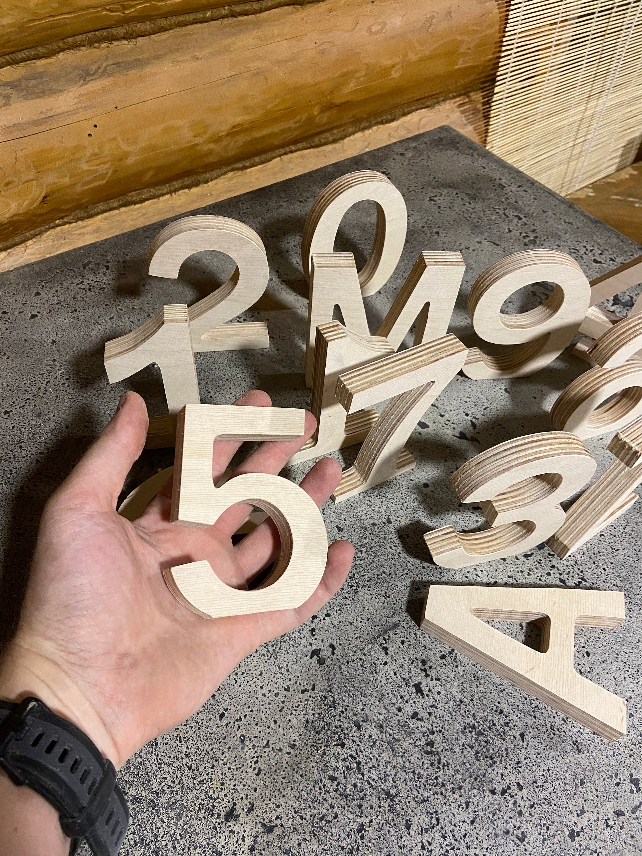 Modern Large Free Standing Wooden Numbers Personalized Home Decor, DIY