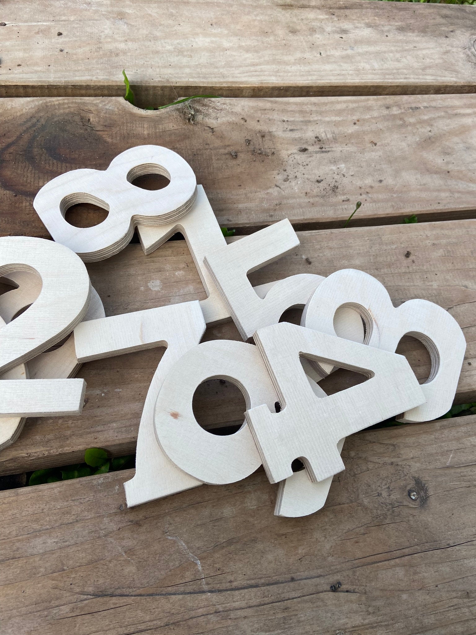 Modern Large Free Standing Wooden Numbers Personalized Home Decor, DIY